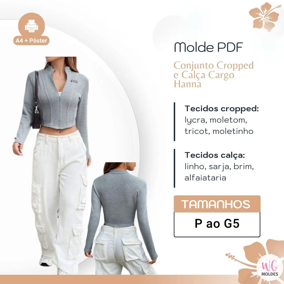 MOLDE CONJUNTO CROPPED E CALÇA CARGO HANNA