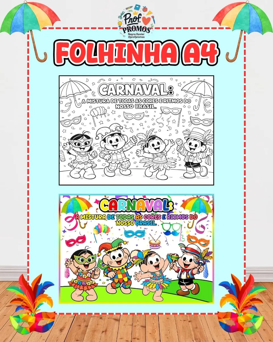Kit Painéis de Carnaval + Folhinha A4 – Mônica🎉🎭