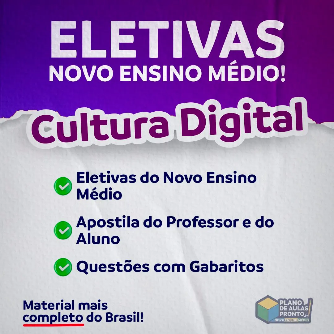 NOVO ENSINO MÉDIO - CIDADANIA E CULTURA DIGITAL