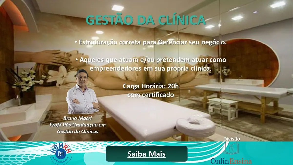 Curso Gestão de Clínicas - Online / Ao Vivo