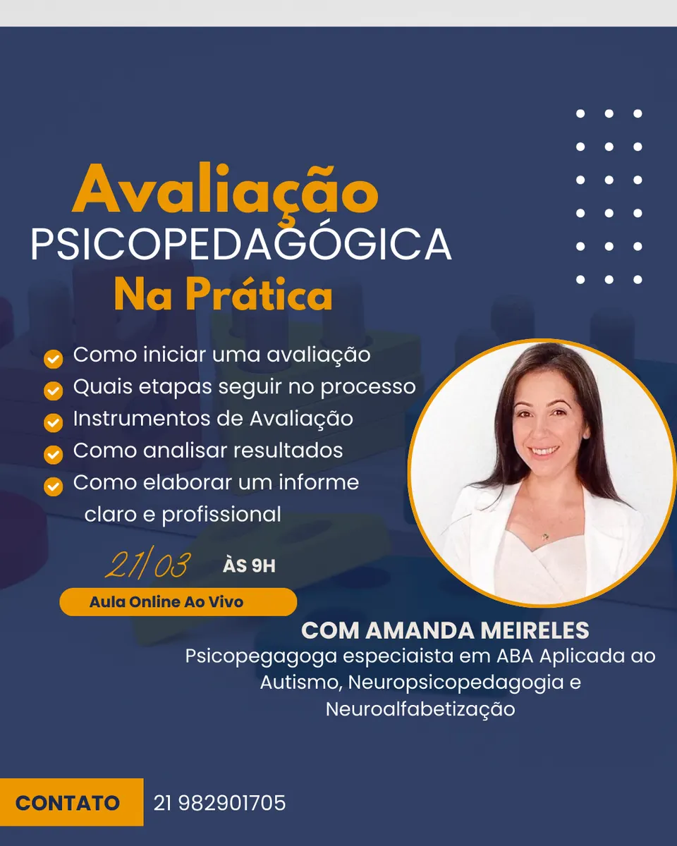 Curso Online ao Vivo: Avaliação Psicopedagógica na Prática