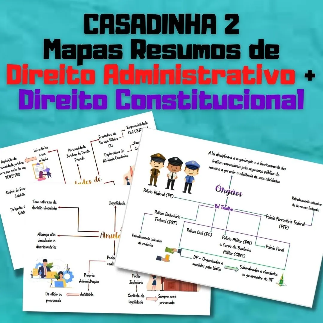 CASADINHA 2: MAPAS RESUMOS DE DIREITO CONSTITUCIONAL + DIREITO ADMINISTRATIVO