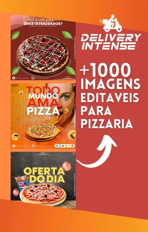 Pack de +1000 Artes Editáveis para Pizzaria no Canva, Photoshop e Corel