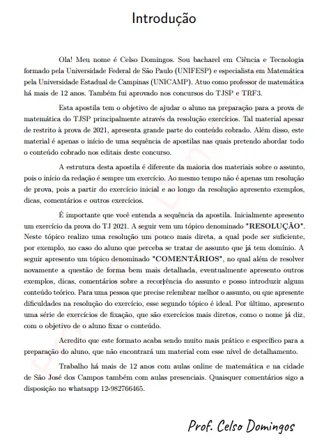 Apostila de Matemática - Preparação para Concurso de Escrevente TJSP