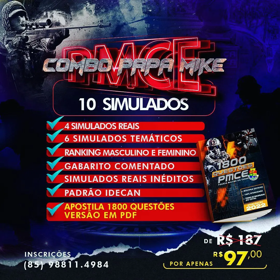 COMBO PAPA MIKE + APOSTILA 1800 QUESTÕES IDECAN