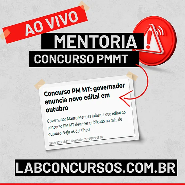 Preparatório presencial e Mentoria pré-edital Concurso PMMT 2021