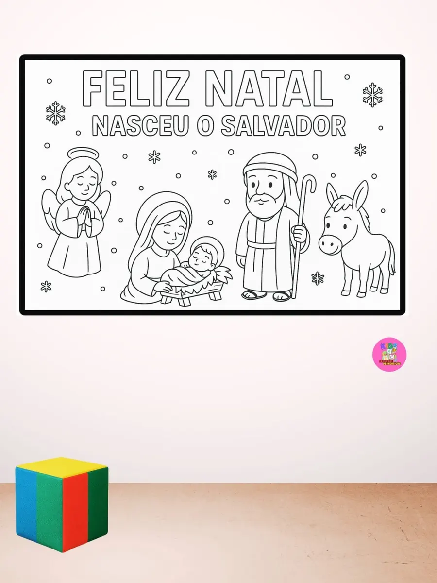 Painel /Cartaz Natal Cristão para colorir