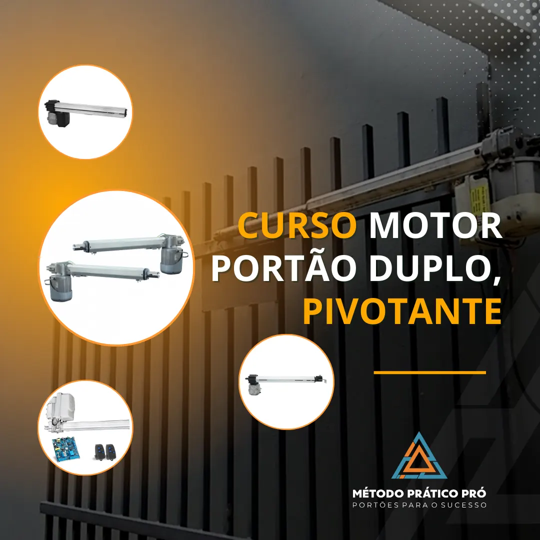 Curso motor portão duplo, pivotante