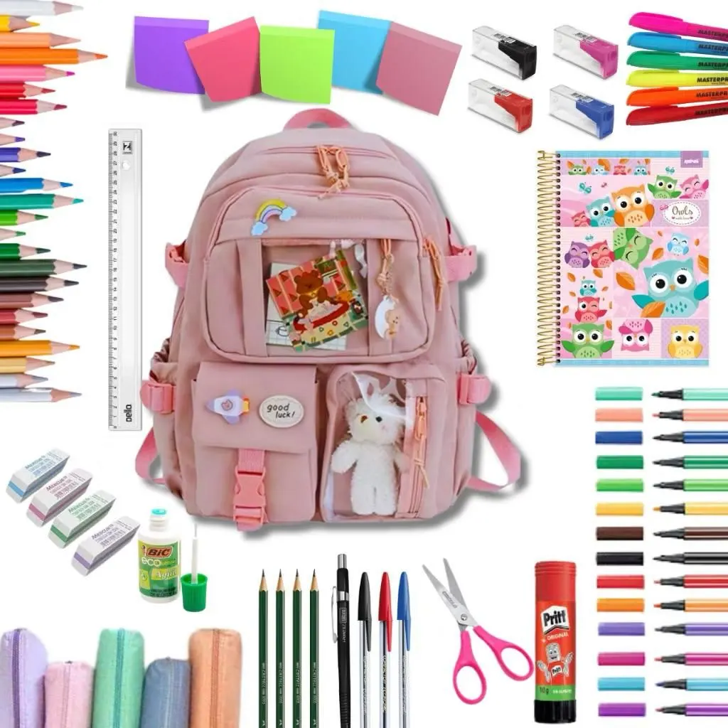 Kit Material Escolar Juvenil Ensino Médio Feminino Completo