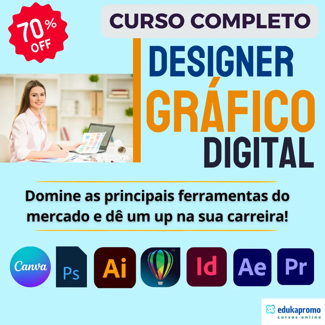 Designer Gráfico Master: Aprenda Photoshop + Canva + Illustrator + Corel Draw: Pacote de 4 cursos completos + 3 Cursos de Bônus