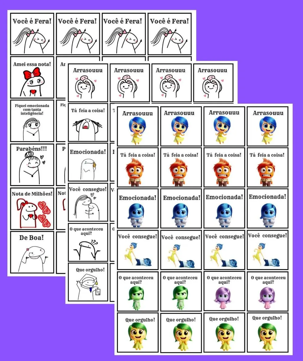 💞 Figurinhas de incentivos temas Divertidamente e Flork
