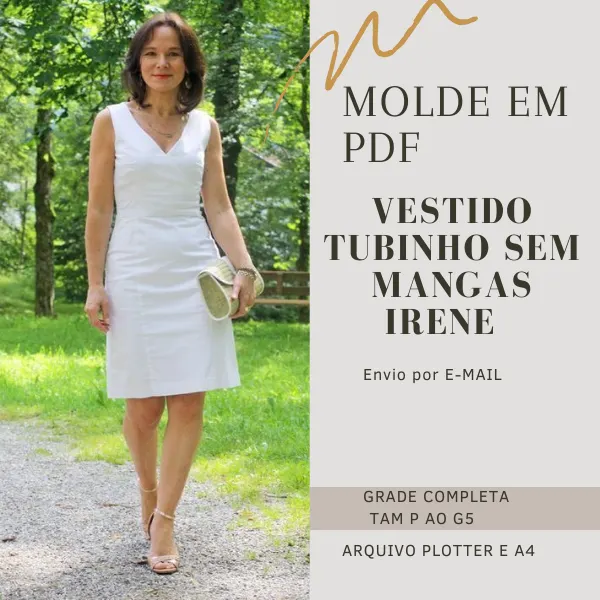 MOLDE EM PDF VESTIDO TUBINHO SEM MANGAS IRENE