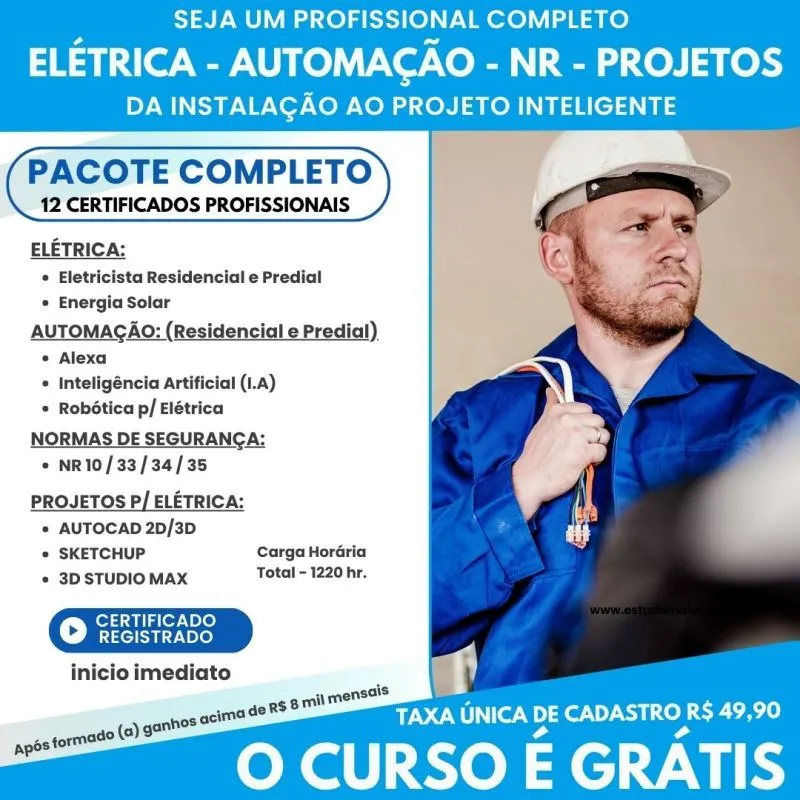 Automação Elétrica Completa com 12 cursos.