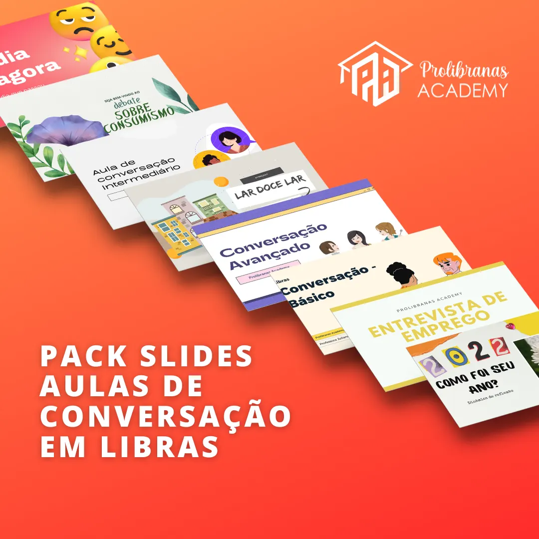 Pack de slides editáveis para aulas de conversação em Libras