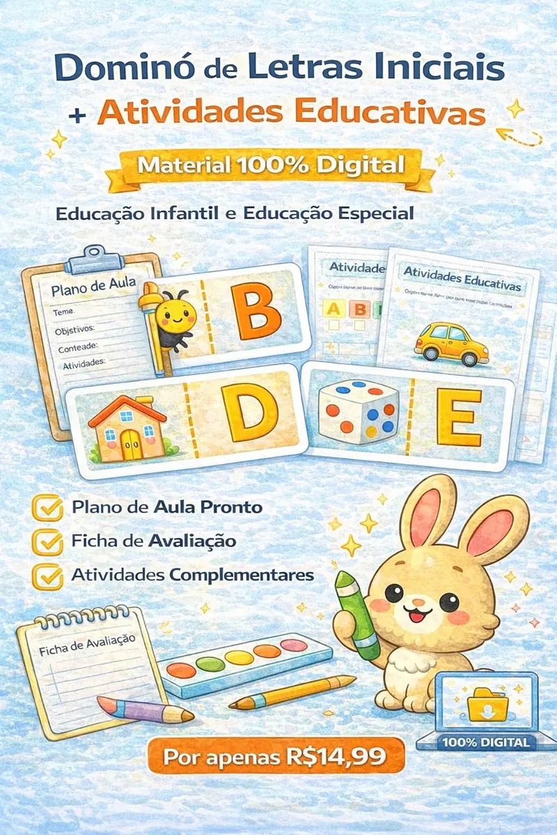 Dominó de Letras Iniciais + Atividades Educativas (100% Digital)