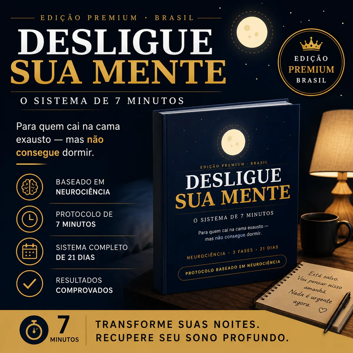 Desligue Sua Mente: Protocolo Completo para Silenciar a Ansiedade Noturna e Dormir em 7 Minutos