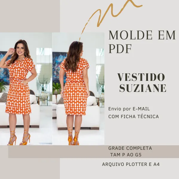 MOLDE EM PDF VESTIDO COM ELASTICO SUZIANE