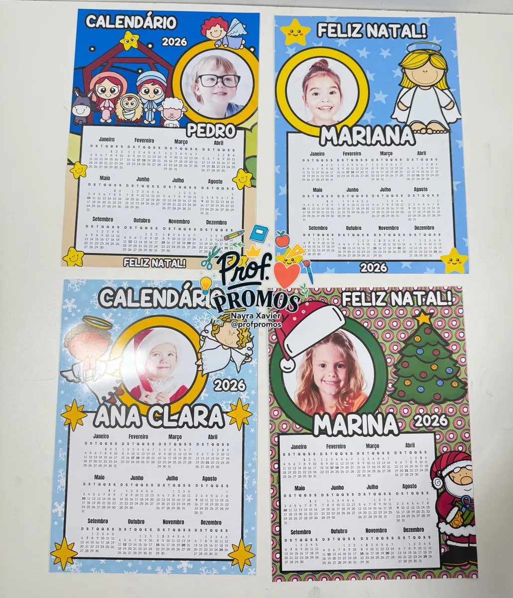 Calendários Natalinos 2026 – Personalizados com foto! ✨