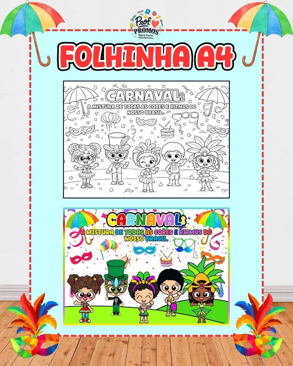 Kit Painéis de Carnaval + Folhinha A4 – Crianças🎉🎭