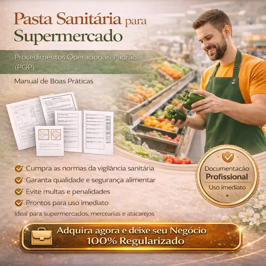 PACK COM 53 DOCUMENTOS: POP'S SUPERMERCADO, MANUAL DE BOAS PRÁTICAS, FICHAS DE CONTROLE E PLANILHAS