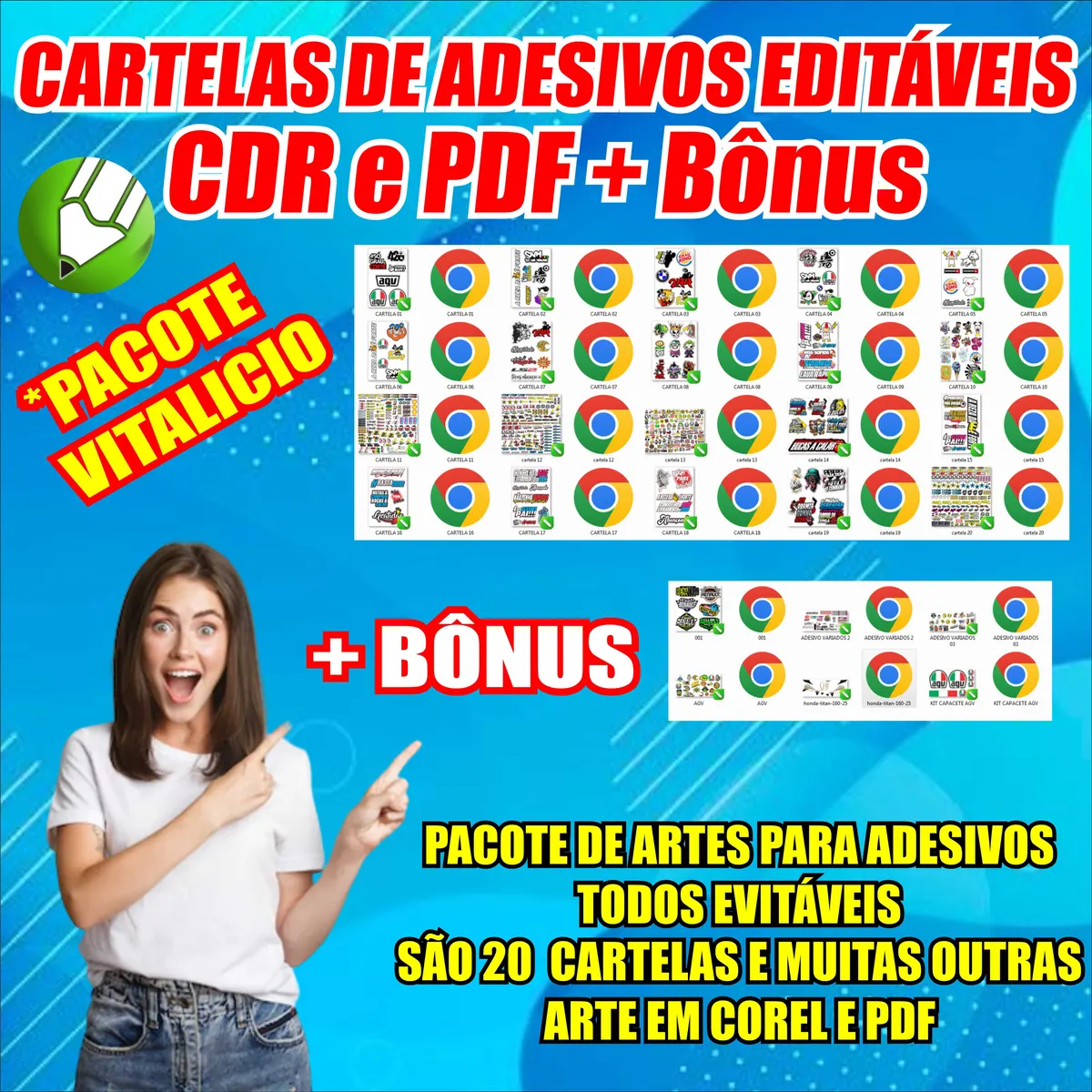 Pack Designer - Cartelas de adesivos + bônus
