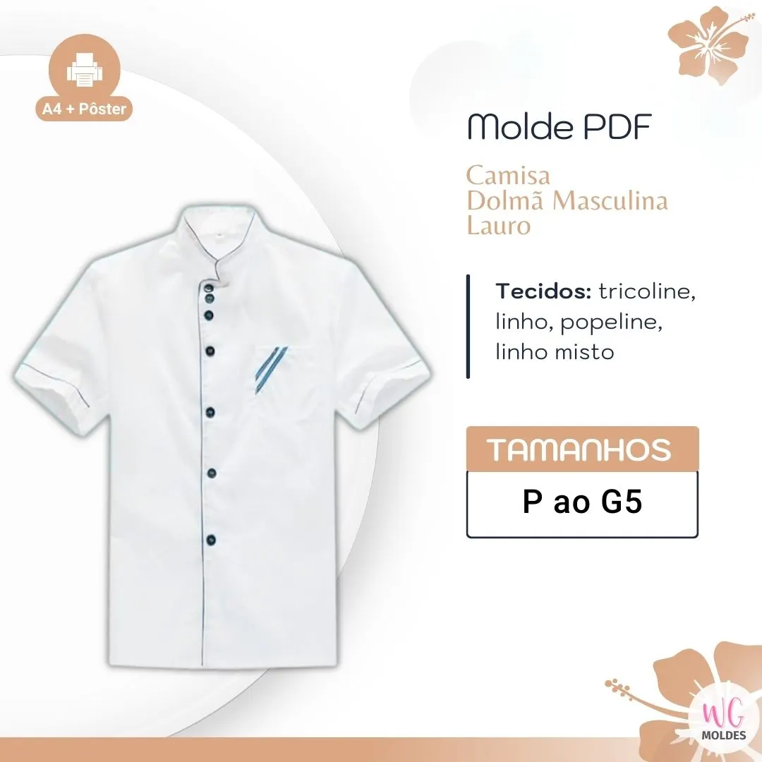 MOLDE CAMISA DOLMÃ MASCULINA LAURO
