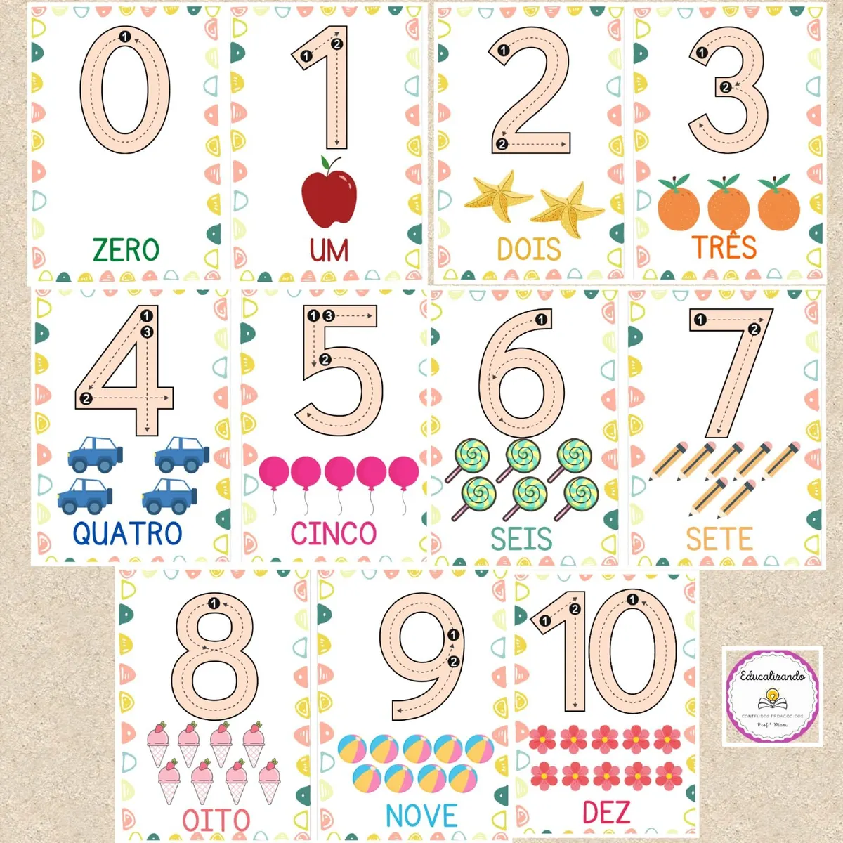NÚMEROS DE PAREDE DE 0 a 10