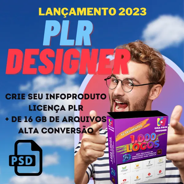 PLR DESIGNER - Mais de 1.000 LOGOS 100% EDITÁVEIS EM PHOTOSHOP e mais muitos bônus