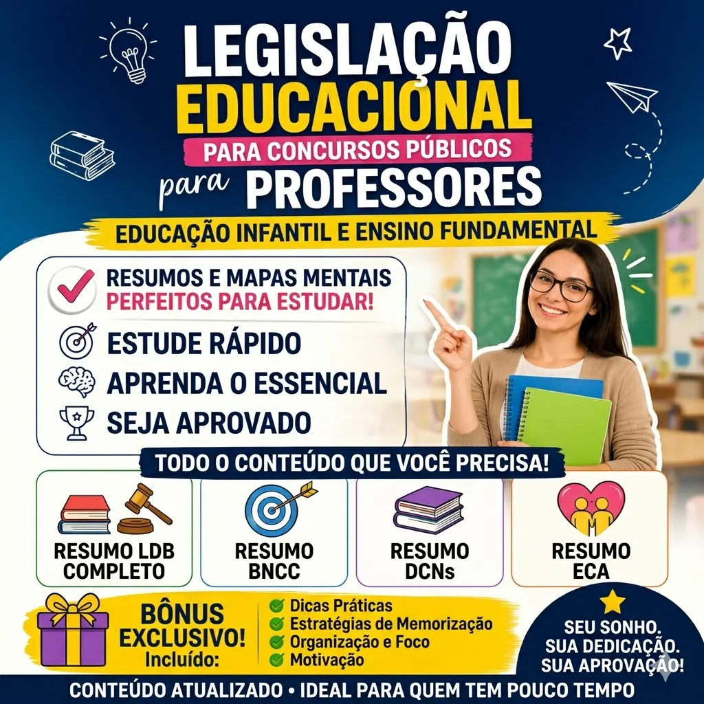 Apostila de Legislação Educacional para concursos públicos para professores - Educação Infantil e Ensino Fundamental