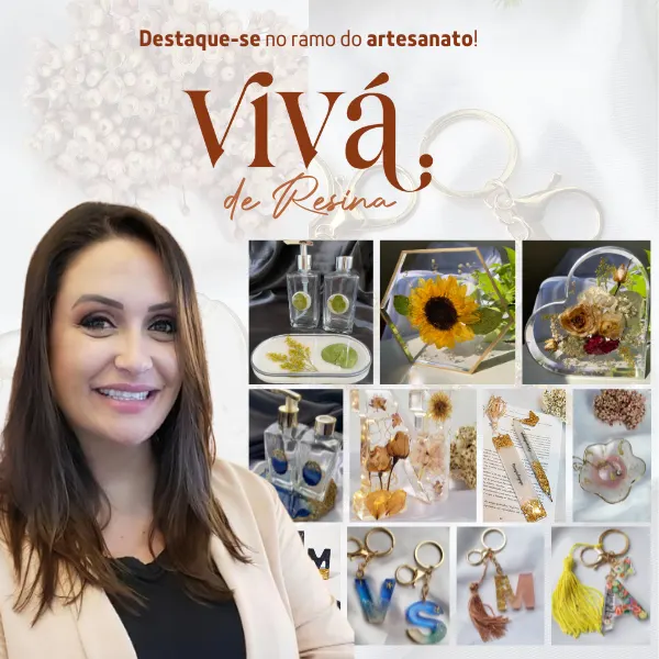 Curso de Resina Completo - Artesanato com Resina Epóxi - Do Iniciante ao Profissional - Chaveiros - Marca Páginas - Eternização - Flores e Buquês - Bandeja - Kit Lavabo