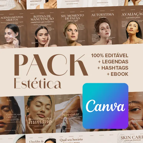 Pack de Design Profissional para Clínicas de Estética | Posts + E-book