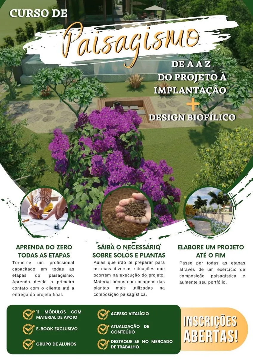 Paisagismo de A a Z Versão 2.0 - Do design biofílico ao Projeto implantado
