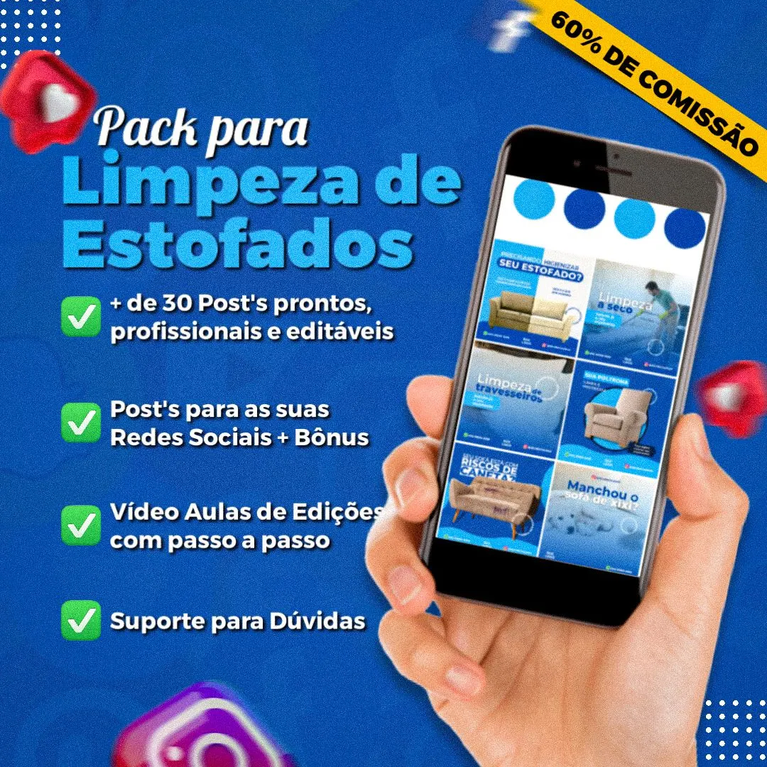 Pacote +30 Artes Feed Organizado para Limpeza de estofados - Pack Canva
