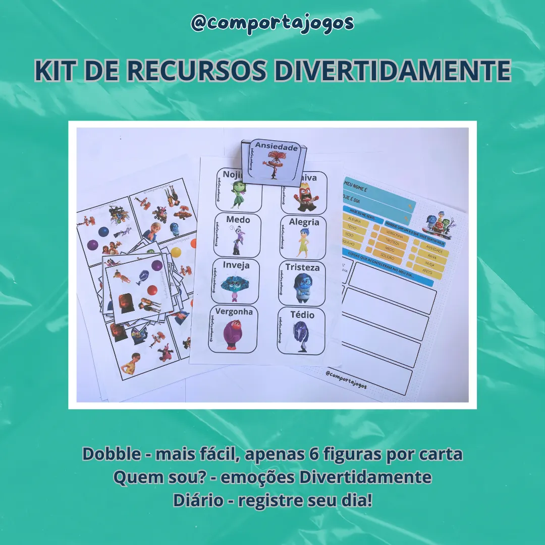 Kit de recursos terapêuticos - Jogos Dobble e Quem sou? - Divertidamente 2