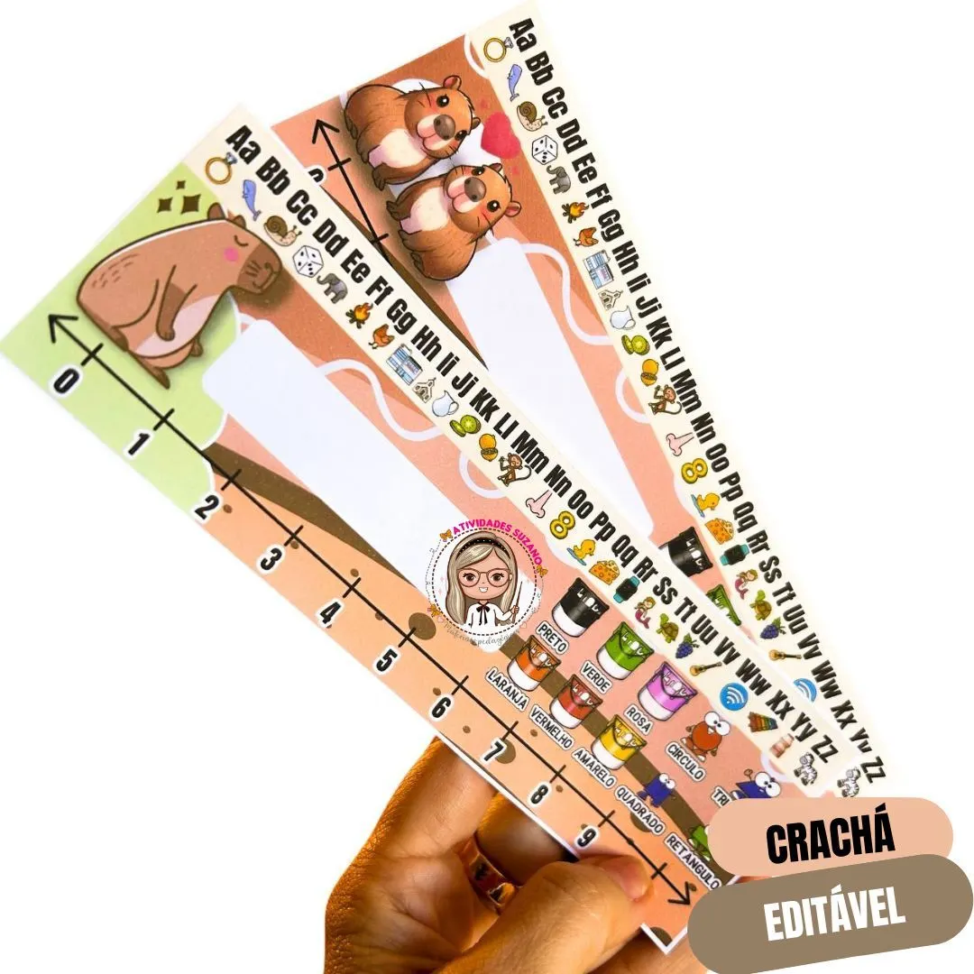Crachás Editáveis no Canva – Volta às Aulas Capivara
