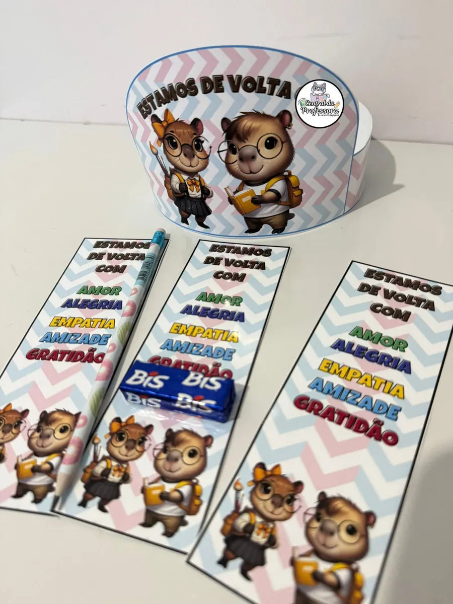 Lembrancinha Volta as aulas tema capivara