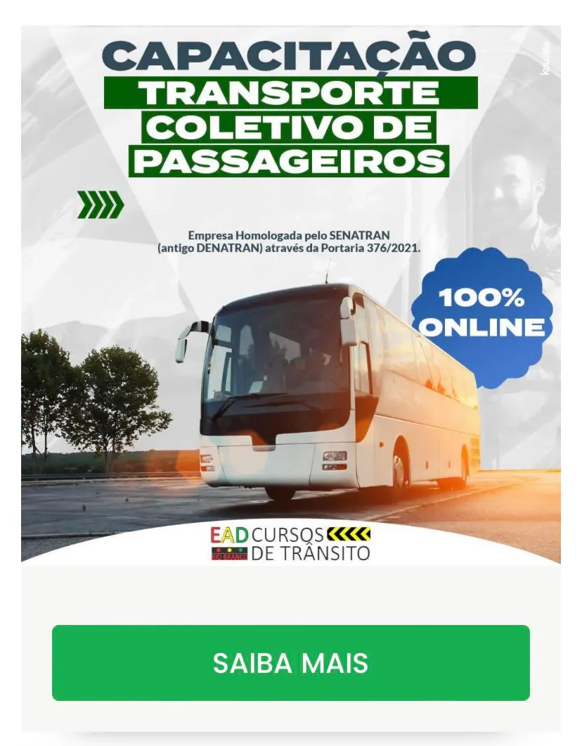 (Atualização) Curso de atualização para condutores de veículo de transporte coletivo de passageiros.