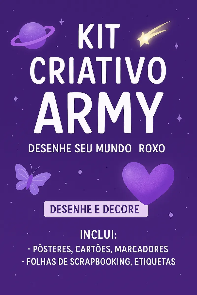 MEGA PACK ARMY - KIT CRIATIVO calendários do seu retorno📖 Diário ARMY Interativo + 💜 Templates para imprimir/colorir + ⏳ Linha do Tempo BTS ✨ Atividades de crescimento pessoal + 🖼️ Pôsters digitais