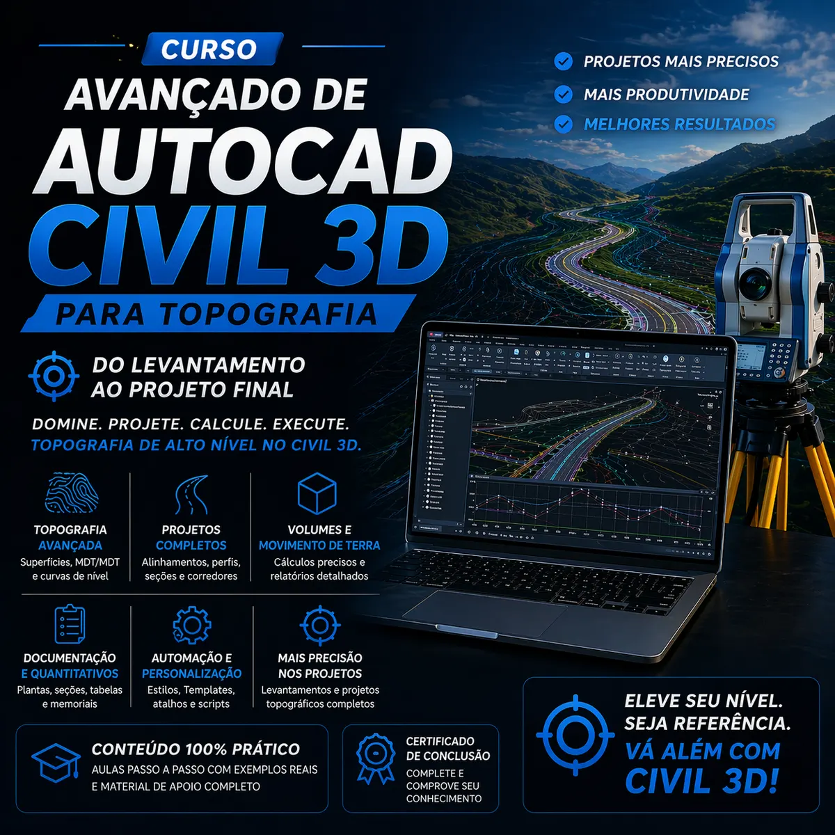 CURSO AVANÇADO DE AUTOCAD CIVIL3D 100% VOLTADO PARA TOPOGRAFIA