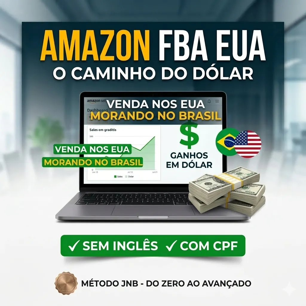Curso Amazon FBA EUA: Venda e Ganhe Dólares nos Estados Unidos Morando no Brasil (CPF e Sem Inglês) - JNB