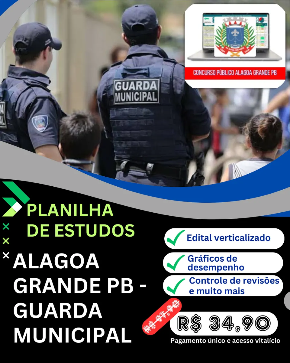 Planilha de estudos - Concurso Alagoa Grande PB - Guarda Municipal