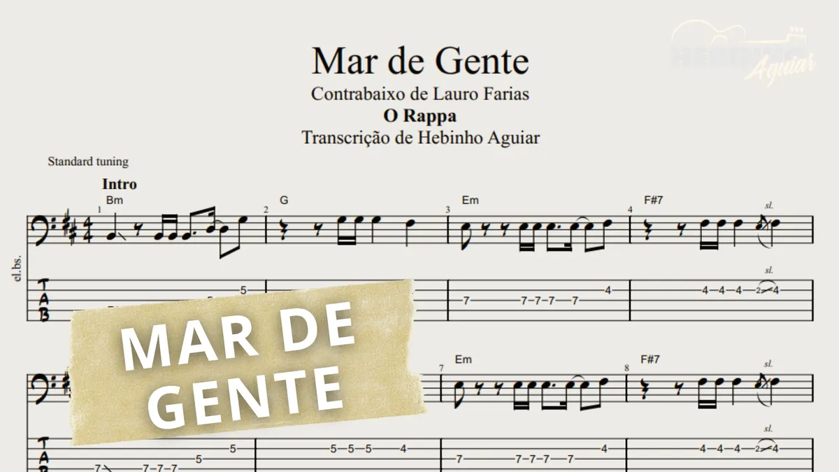 Mar de Gente - O Rappa: Transcrição detalhada p/ Contrabaixo c/ Tablatura, Partitura e Cifra.