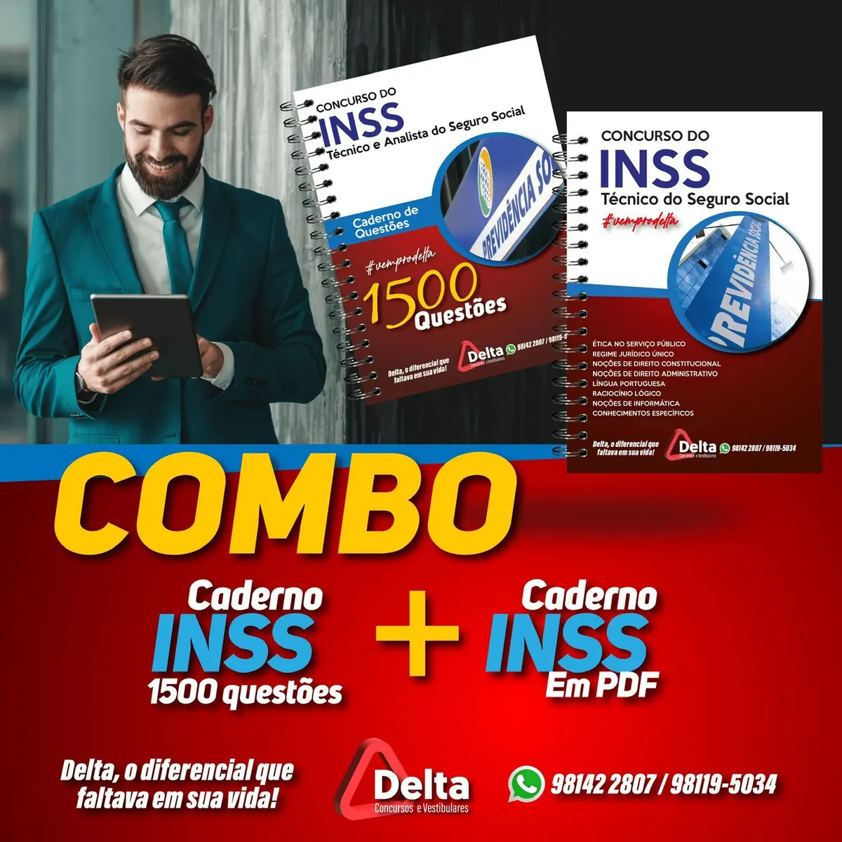 COMBO DIGITAL INSS- TÉCNICO DO SEGURO SOCIAL (CONTEÚDO + 1.500 QUESTÕES)