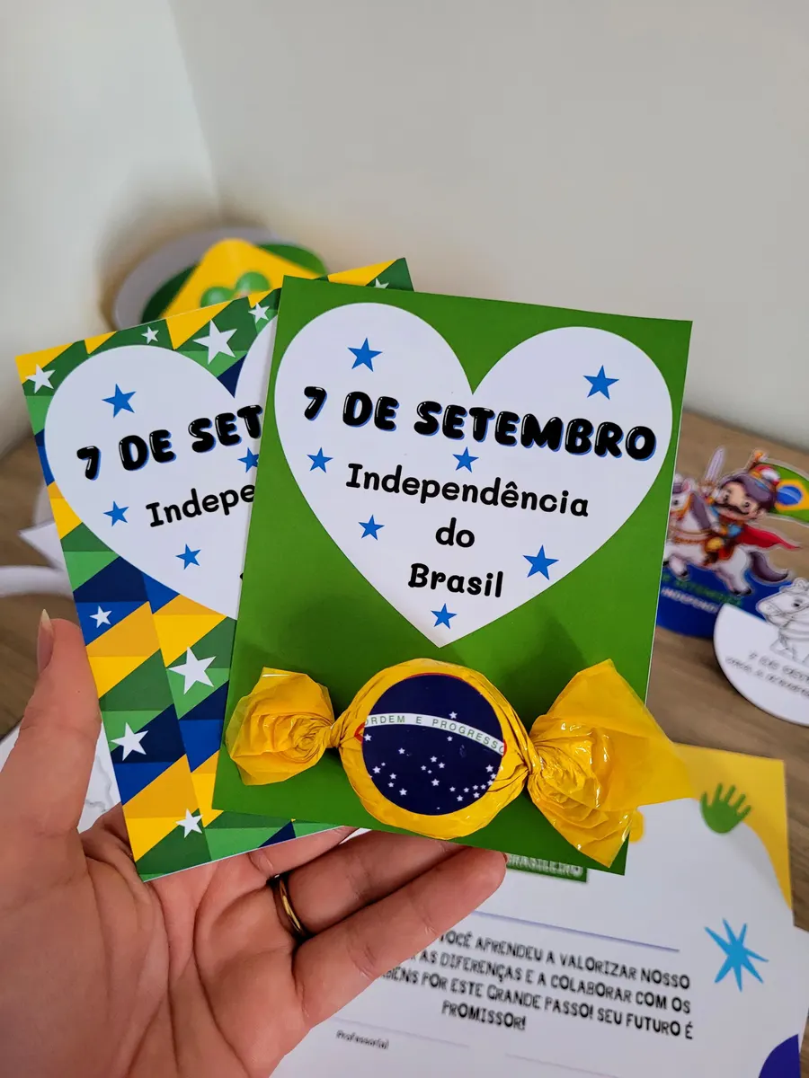 Cartão 7 de Setembro - Lembrancinha independência do Brasil