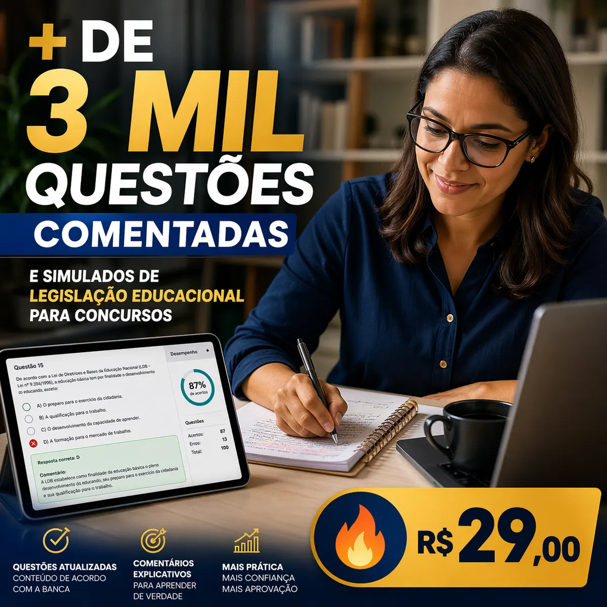 + DE 3 MIL QUESTÕES COMENTADAS E SIMULADOS SOBRE LEGISLAÇÃO EDUCACIONAL PARA CONCURSOS