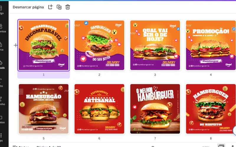 PACK ARTES CANVA HAMBURGUERIA 2