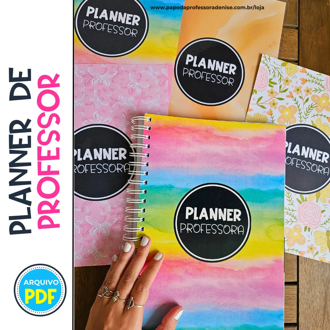 Planner de Professor WaterColors - Professora Denise