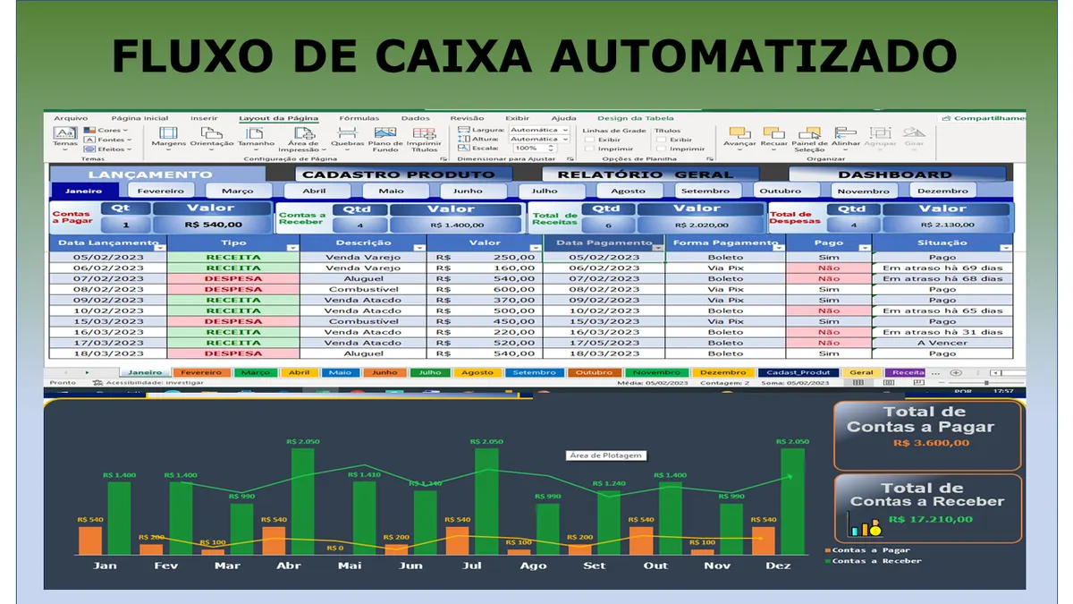 FLUXO DE CAIXA, PLANILHA 100% AUTOMATIZADA