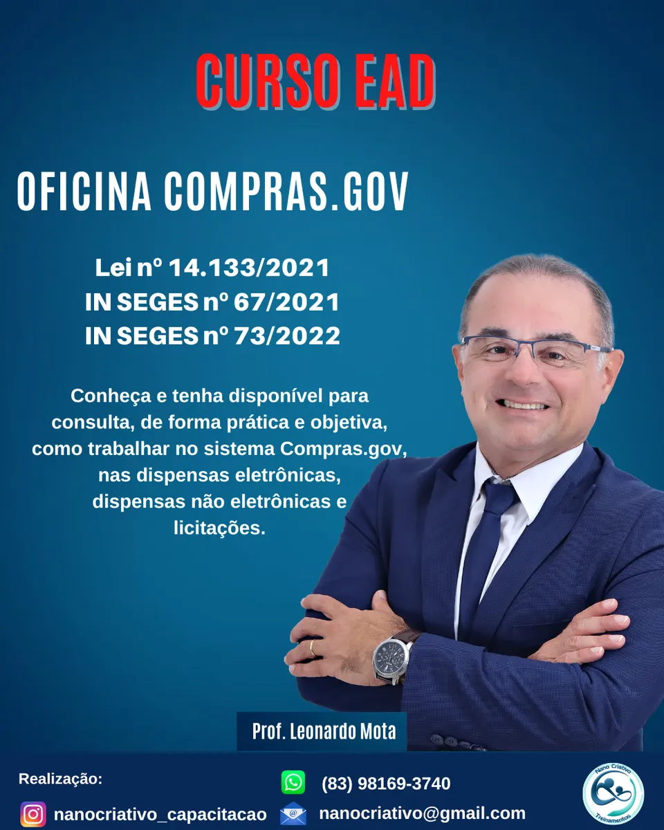 OFICINA EAD COMPRAS.GOV - DISPENSA ELETRÔNICA E PREGÃO ELETRÔNICO