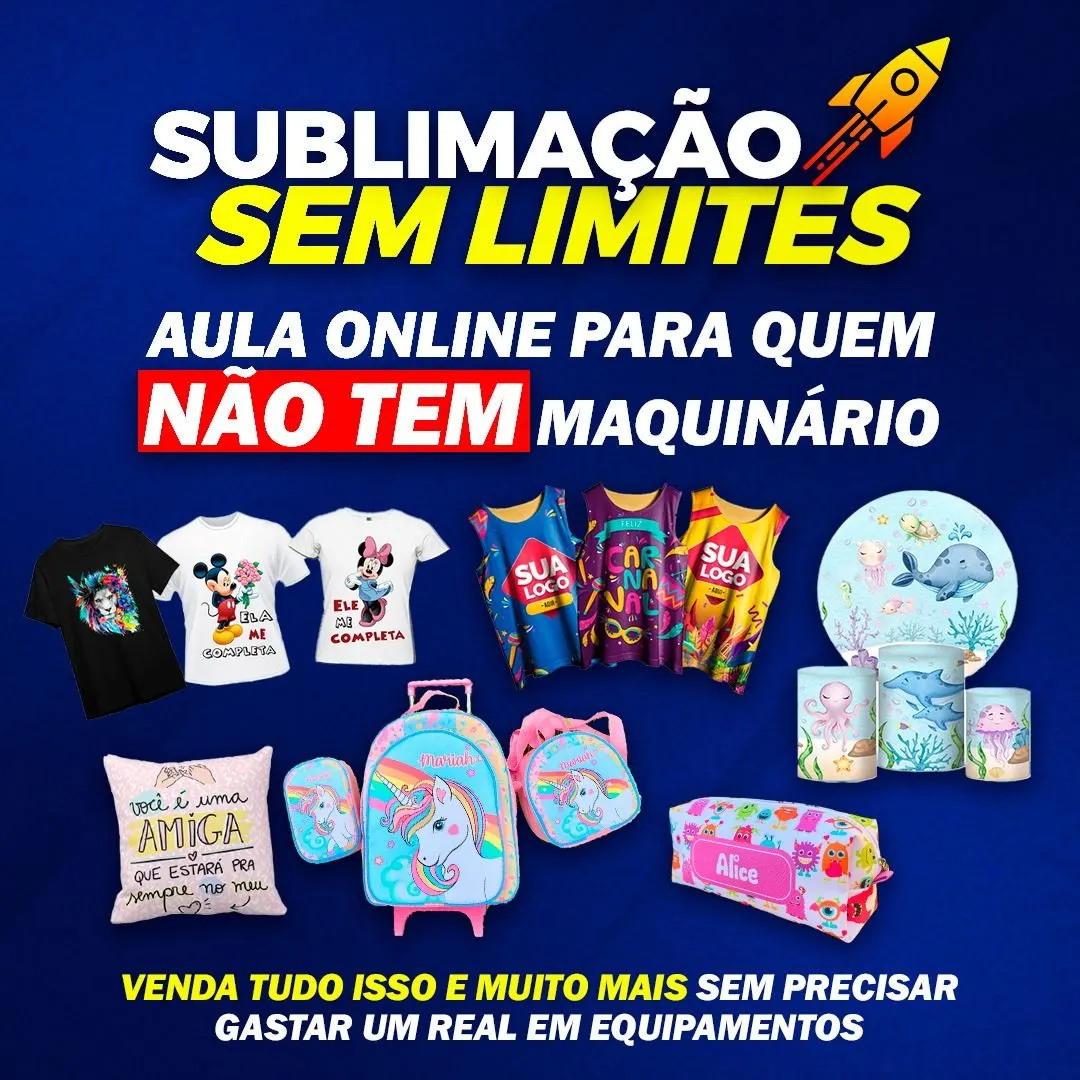 Sublimação sem Limites - Aula Online Para quem não tem Maquinário